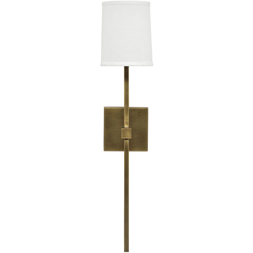 Minerva 1 Light 5 Inch Antique Brass & White Linen Wall Sconce Wall Light 1 Minerva 1 Light 5 Inch Antique Brass & White Linen Wall Sconce Wall Light