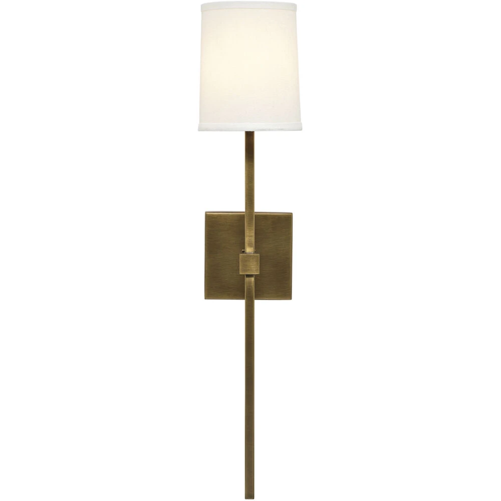 Minerva 1 Light 5 Inch Antique Brass & White Linen Wall Sconce Wall Light 2 Minerva 1 Light 5 Inch Antique Brass & White Linen Wall Sconce Wall Light - Image 2
