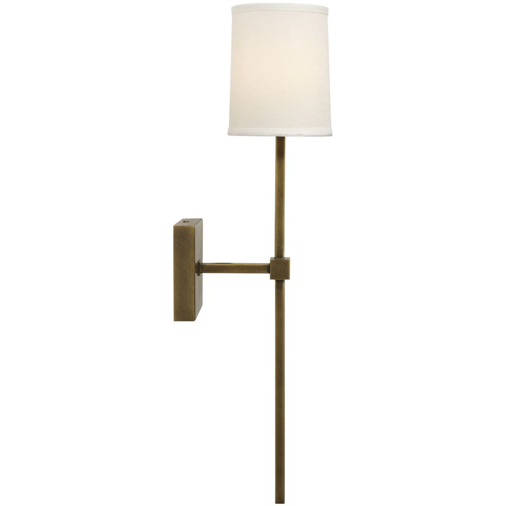 Minerva 1 Light 5 Inch Antique Brass & White Linen Wall Sconce Wall Light 4 Minerva 1 Light 5 Inch Antique Brass & White Linen Wall Sconce Wall Light - Image 4