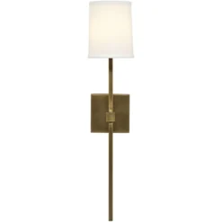 Minerva 1 Light 5 Inch Antique Brass & White Linen Wall Sconce Wall Light 13 Minerva 1 Light 5 Inch Antique Brass & White Linen Wall Sconce Wall Light -Home Decorate Shop 4mine scab 6