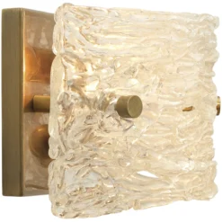 Swan Curved Glass 2 Light 12 Inch Clear Textured Glass W/ Antique Brass Wall Sconce Wall Light -Home Decorate Shop 4swan smcl 5