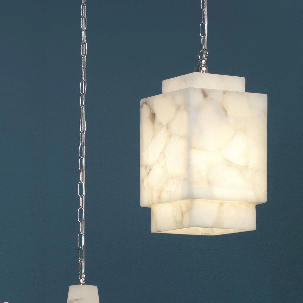 Borealis 1 Light 9 Inch Alabaster Pendant Ceiling Light, Cube 3 Borealis 1 Light 9 Inch Alabaster Pendant Ceiling Light, Cube - Image 3