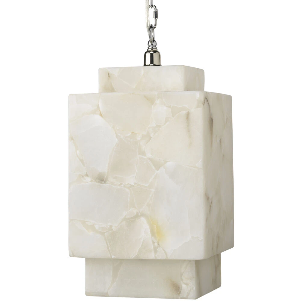 Borealis 1 Light 9 Inch Alabaster Pendant Ceiling Light, Cube 6 Borealis 1 Light 9 Inch Alabaster Pendant Ceiling Light, Cube - Image 6