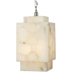 Borealis 1 Light 9 Inch Alabaster Pendant Ceiling Light, Cube 9 Borealis 1 Light 9 Inch Alabaster Pendant Ceiling Light, Cube -Home Decorate Shop 5borcub pewh 2
