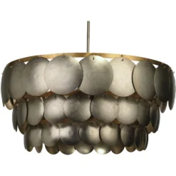 Calypso 4 Light 30 Inch Champagne Leaf W/ Gold Leaf Trim Three Tier Chandelier Ceiling Light