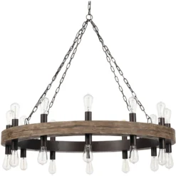 Cirque 24 Light 48 Inch Salvaged Grey Oak & Oil Rubbed Bronze Chandelier Ceiling Light
