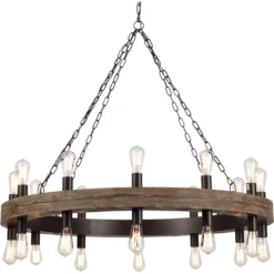 Cirque 24 Light 48 Inch Salvaged Grey Oak & Oil Rubbed Bronze Chandelier Ceiling Light 7 Cirque 24 Light 48 Inch Salvaged Grey Oak & Oil Rubbed Bronze Chandelier Ceiling Light -Home Decorate Shop 5cirq mdob 1