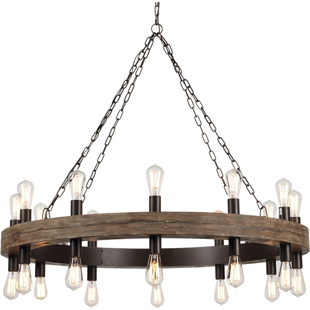 Cirque 24 Light 48 Inch Salvaged Grey Oak & Oil Rubbed Bronze Chandelier Ceiling Light 3 Cirque 24 Light 48 Inch Salvaged Grey Oak & Oil Rubbed Bronze Chandelier Ceiling Light - Image 3