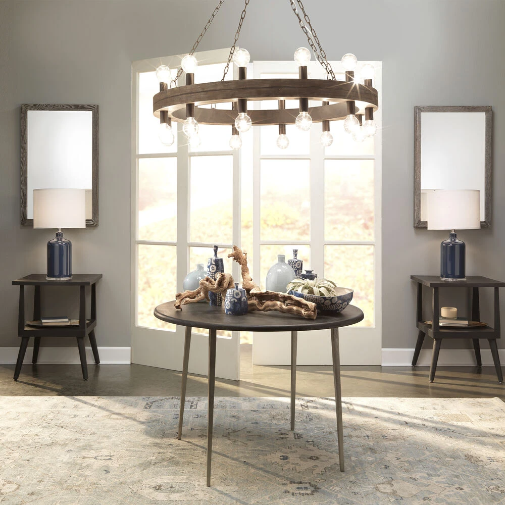 Cirque 24 Light 48 Inch Salvaged Grey Oak & Oil Rubbed Bronze Chandelier Ceiling Light 5 Cirque 24 Light 48 Inch Salvaged Grey Oak & Oil Rubbed Bronze Chandelier Ceiling Light - Image 5