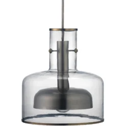 Clyde 1 Light 14 Inch Clear With Gun Metal Pendant Ceiling Light