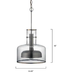 Clyde 1 Light 14 Inch Clear With Gun Metal Pendant Ceiling Light -Home Decorate Shop 5clyd clgm 5