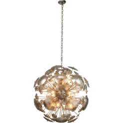 Constellation Round 12 Light 30 Inch Antique Mercury Glass & Champagne Leaf Chandelier Ceiling Light -Home Decorate Shop 5cons mgch 2