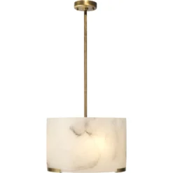 Elancourt 3 Light 17 Inch White Faux Alabaster & Antique Brass Pendant Ceiling Light -Home Decorate Shop 5elan pdab 2