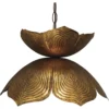 Flowering Lotus 1 Light 20 Inch Antique Gold Pendant Ceiling Light
