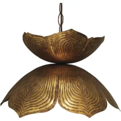 Flowering Lotus 1 Light 20 Inch Antique Gold Pendant Ceiling Light