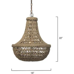 Jute Macrame 1 Light 18 Inch Jute Chandelier Ceiling Light -Home Decorate Shop 5macr pena 5
