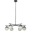 Metro 6 Light 40 Inch Faux White Alabaster And Oil Rubbed Bronze Chandelier Ceiling Light, Antique Brass Accents