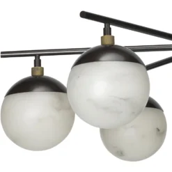 Metro 6 Light 40 Inch Faux White Alabaster And Oil Rubbed Bronze Chandelier Ceiling Light, Antique Brass Accents -Home Decorate Shop 5metr6 chob 3
