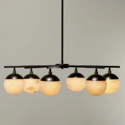 Metro 6 Light 40 Inch Faux White Alabaster And Oil Rubbed Bronze Chandelier Ceiling Light, Antique Brass Accents -Home Decorate Shop 5metr6 chob 4