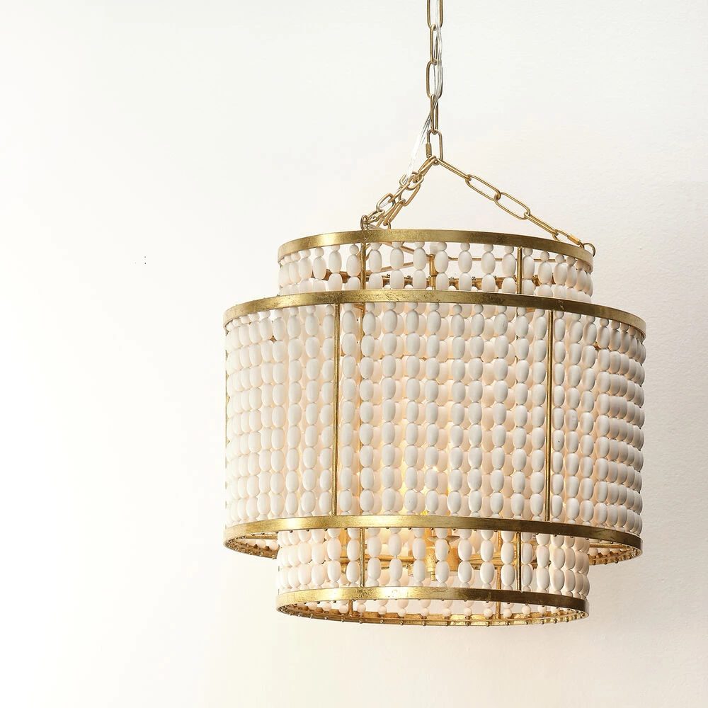 Pacific 6 Light 20 Inch Gold Beaded Chandelier Ceiling Light 2 Pacific 6 Light 20 Inch Gold Beaded Chandelier Ceiling Light - Image 2