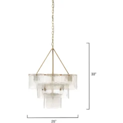 Perignon 24 Light 25 Inch Melted Ice Glass & Antique Brass Three Tier Chandelier Ceiling Light 12 Perignon 24 Light 25 Inch Melted Ice Glass & Antique Brass Three Tier Chandelier Ceiling Light -Home Decorate Shop 5peri chab 5