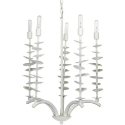 Petals 5 Light 24 Inch White Gesso Chandelier Ceiling Light
