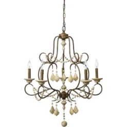 Yellowstone 5 Light 29 Inch Rust And Natural Chandelier Ceiling Light