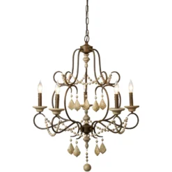 Yellowstone 5 Light 29 Inch Rust And Natural Chandelier Ceiling Light -Home Decorate Shop 5yell natu 4