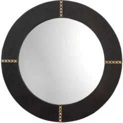 Cross Stitch 36 X 36 Inch Espresso Hide W/ Antique Brass Wall Mirror