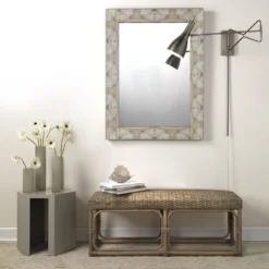 Fragment 48 X 36 Inch Light Grey & Beige Faux Horn Mirror -Home Decorate Shop 6frag migr 4