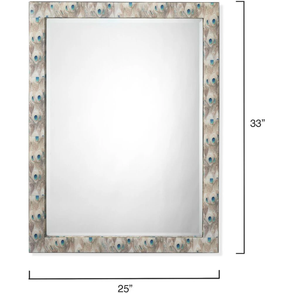 Plume 33 X 25 Inch White Peacock Lacquer Wall Mirror 3 Plume 33 X 25 Inch White Peacock Lacquer Wall Mirror - Image 3