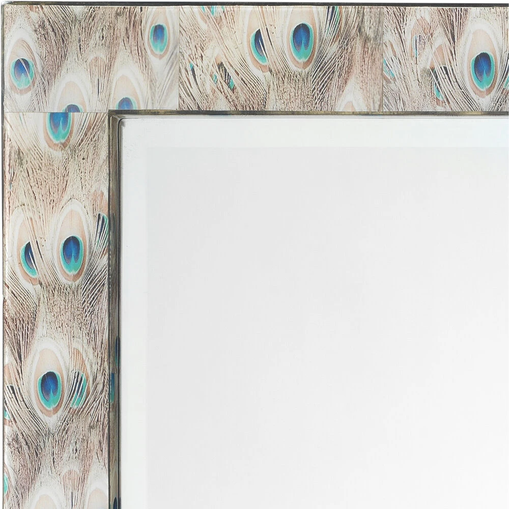 Plume 33 X 25 Inch White Peacock Lacquer Wall Mirror 4 Plume 33 X 25 Inch White Peacock Lacquer Wall Mirror - Image 4