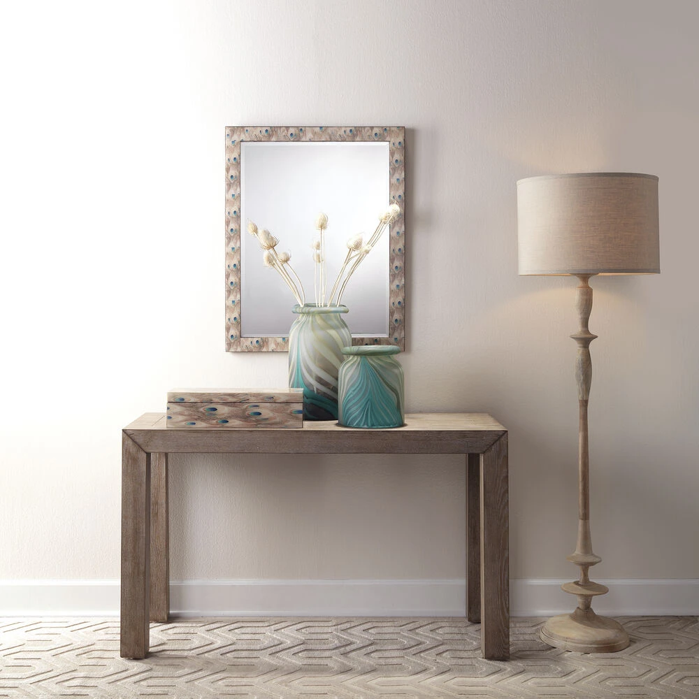 Plume 33 X 25 Inch White Peacock Lacquer Wall Mirror 5 Plume 33 X 25 Inch White Peacock Lacquer Wall Mirror - Image 5