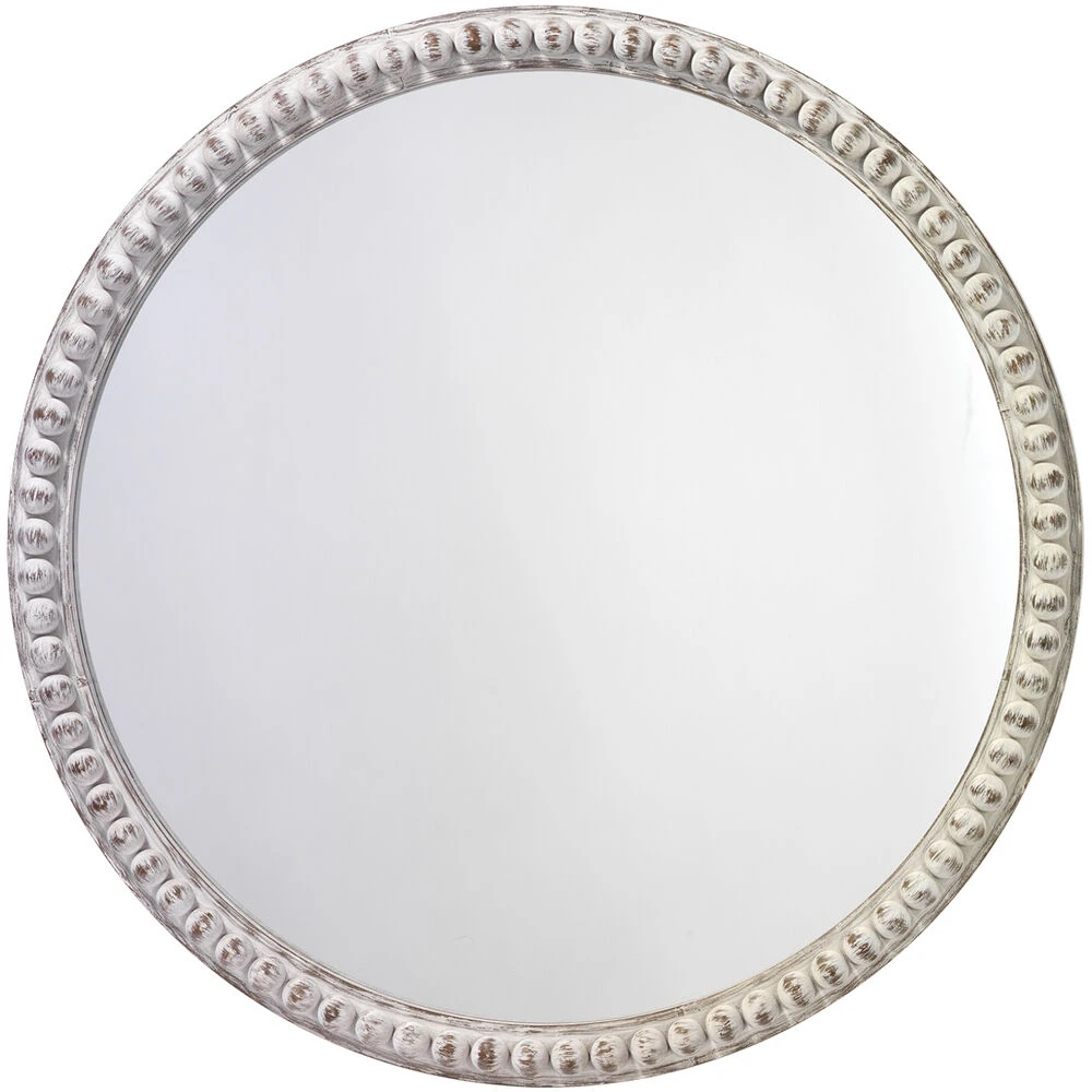 Audrey Beaded 30 X 30 Inch White Wood Mirror 1 Audrey Beaded 30 X 30 Inch White Wood Mirror