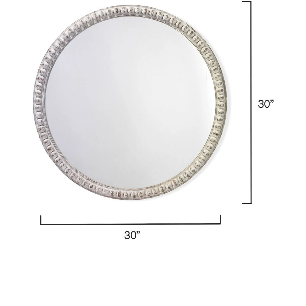 Audrey Beaded 30 X 30 Inch White Wood Mirror 3 Audrey Beaded 30 X 30 Inch White Wood Mirror - Image 3