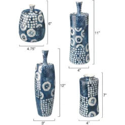 Block Print 12 X 4.75 Inch Vases, Set Of 4 -Home Decorate Shop 7bloc vabl 2
