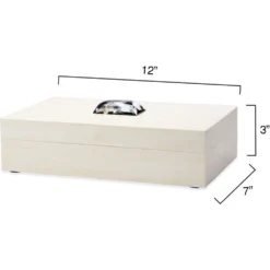 Constantine 12 X 7 Inch Cream Resin W/ Horn Accent Large Rectangle Box -Home Decorate Shop 7cons bxcr 5