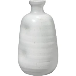 Dimple 14 X 8.25 Inch Vase In Matte White Ceramic