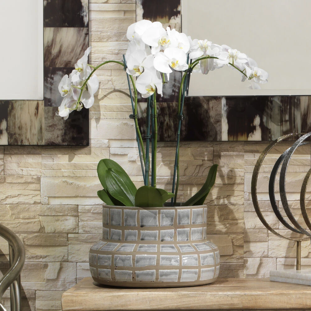 Grid Ceramic 14 X 9 Inch Vase 4 Grid Ceramic 14 X 9 Inch Vase - Image 4