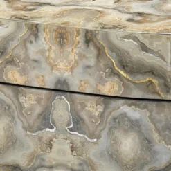 Ink Blot Curved 8 X 8 Inch Grey & Cream Lacquer Box -Home Decorate Shop 7ink cubxgr 2