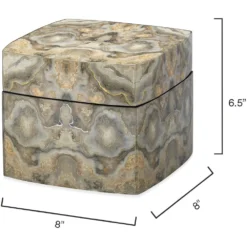 Ink Blot Curved 8 X 8 Inch Grey & Cream Lacquer Box -Home Decorate Shop 7ink cubxgr 7