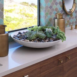 Marble 24 X 4.75 Inch Bowl -Home Decorate Shop 7marb xlwh 5