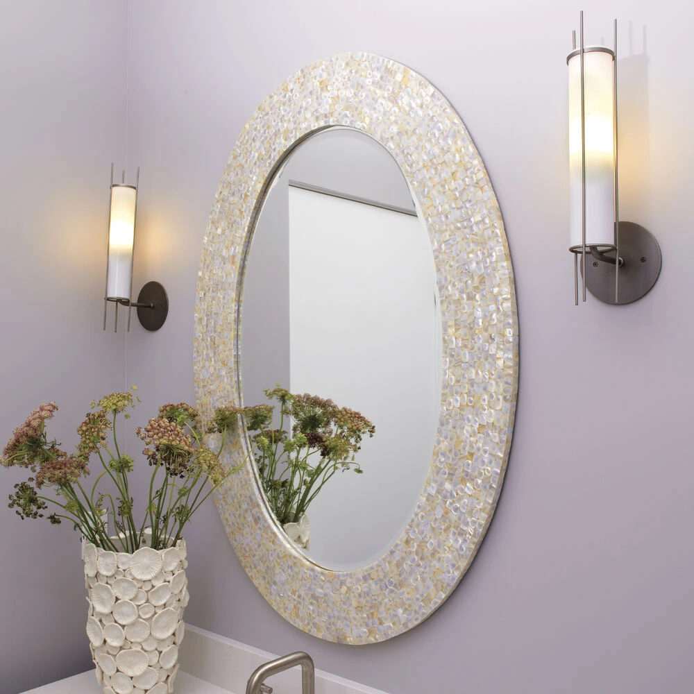 Oval 44 X 32 Inch Mother Of Pearl Mirror 4 Oval 44 X 32 Inch Mother Of Pearl Mirror - Image 4