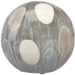 Painted Cream / White And Black Ceramic Sphere