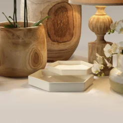 Porto White Ceramic Tray -Home Decorate Shop 7port lgwh 2