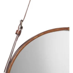 Round 16 X 16 Inch Brown Leather Wall Mirror -Home Decorate Shop 7roun mibr 3