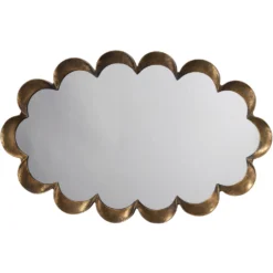 Scalloped 36 X 23 Inch Antique Brass Mirror