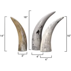 Varigated Horn Swirled Cream And Black And Grey Resin Decorative Objects, Set Of 3 -Home Decorate Shop 7vari obgr 2