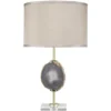 Agate 25.5 Inch 100.00 Watt Natural Lavendar Agate & Antique Brass Table Lamp Portable Light