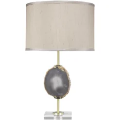 Agate 25.5 Inch 100.00 Watt Natural Lavendar Agate & Antique Brass Table Lamp Portable Light